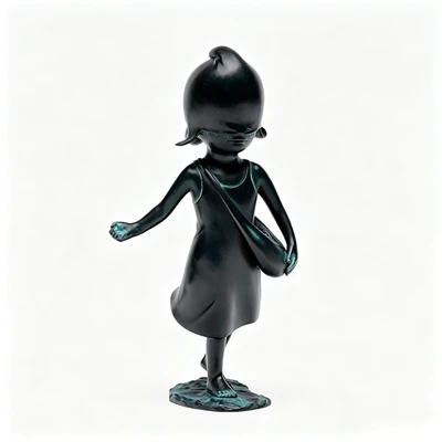 Bronze Walking Girl Statue